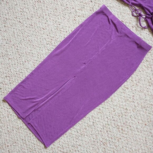 She Is Us Maxi Skirt Top Bra Set L Purple Slinky Stretch Comfort Beach Vacation - Picture 4 of 8